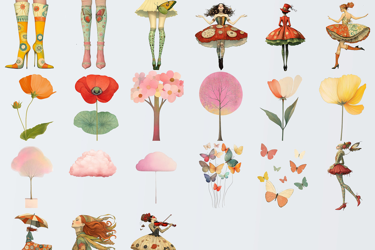 Whimsical Spring Girl Clipart Bundle, a Person Illustration by Fusion Dream (Photo 4 of 9)