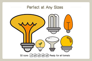 Light Bulb And Electric Lamp Icons