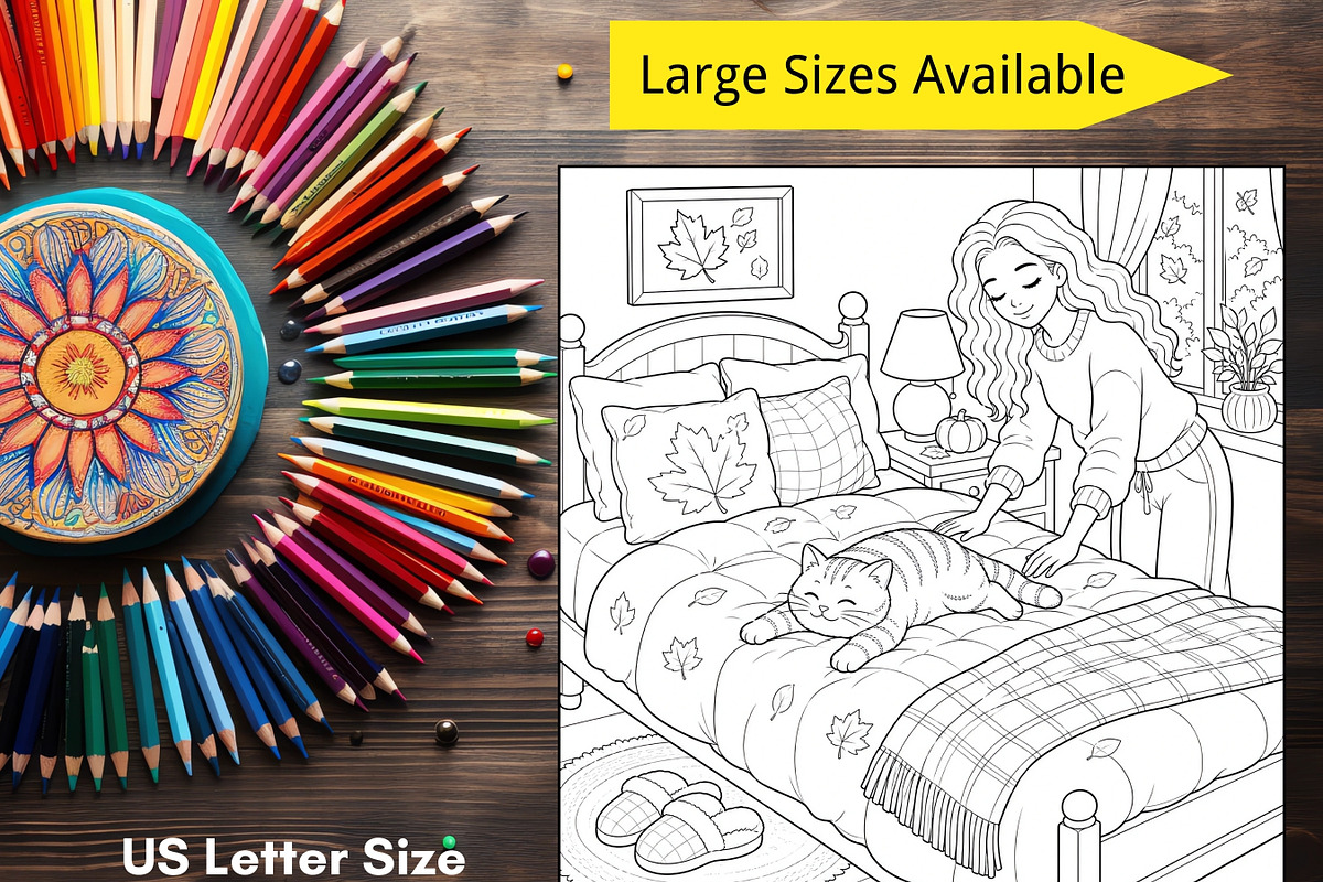 Cozy Fall Coloring Pages Bundle, a Brochure Template by LA Design (Photo 8 of 10)