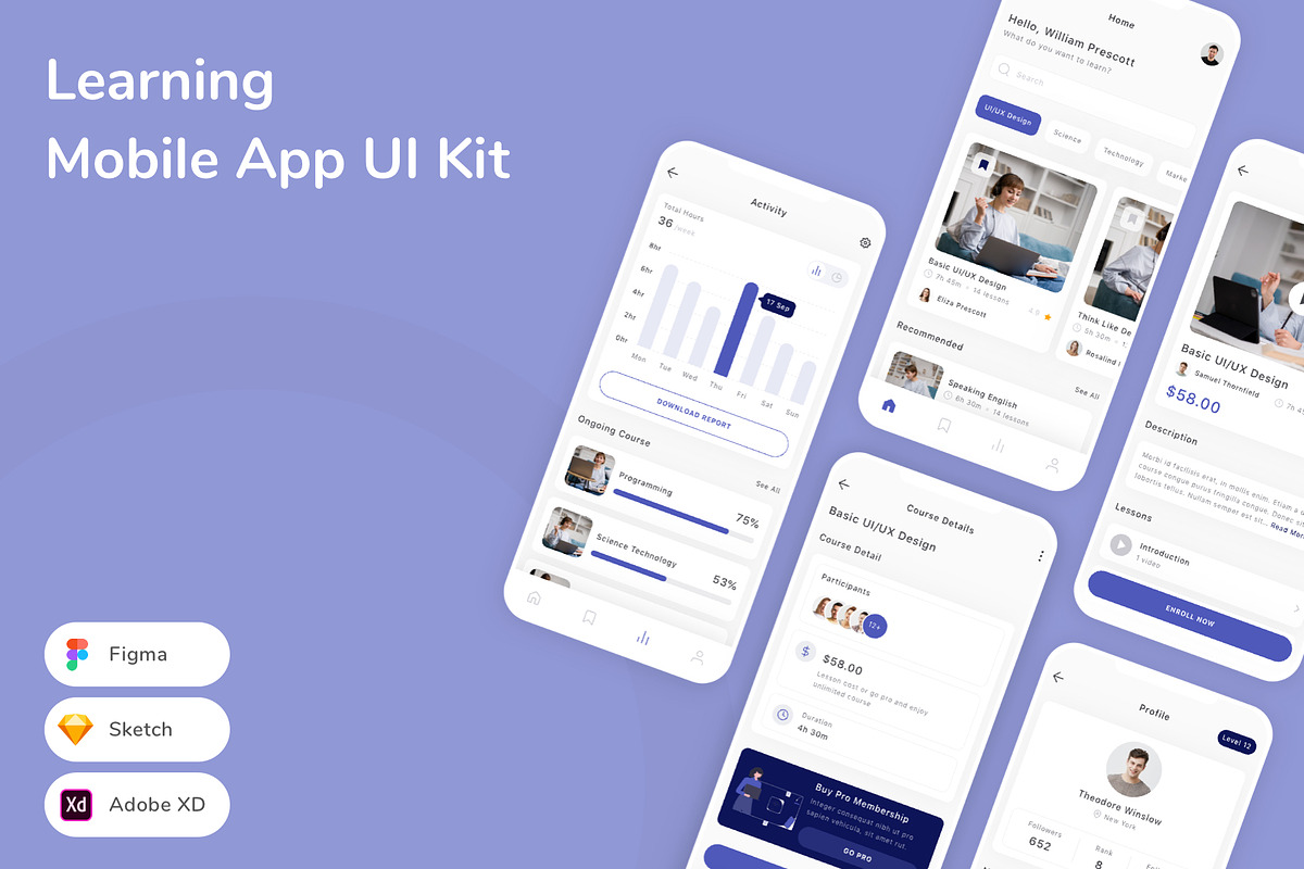 Learning Mobile App UI Kit, an UI Kit Template by Betush