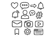 Hand-Drawn Social Media Icons Set, a Technology Illustration by dx_vect (Thumbnail 1 of 3)