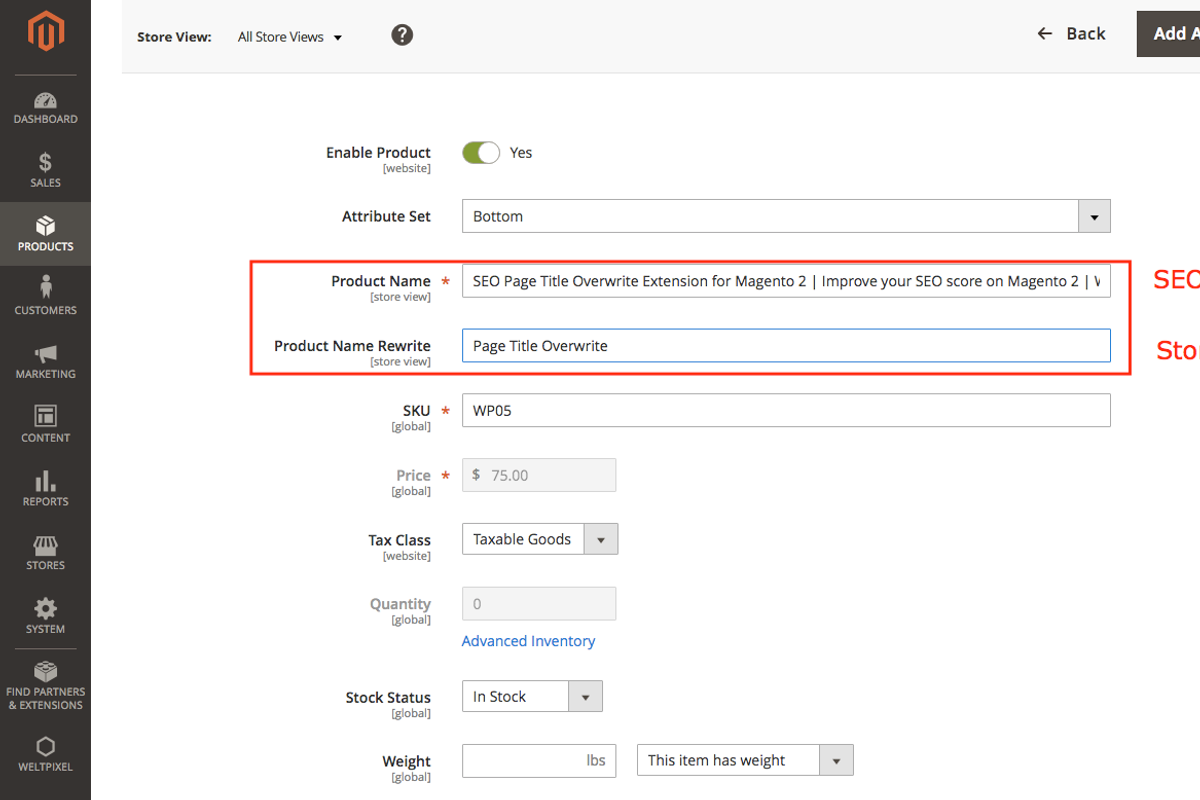 SEO Page Title Overwrite Magento 2, a Websites & App Template by WeltPixel (Photo 4 of 7)