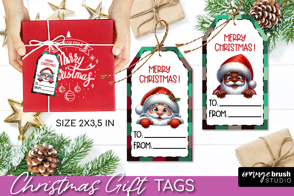 Cute Christmas Printable Gift Tags, a Seasonal Illustration by Orange Brush Studio (Photo 10 of 10)