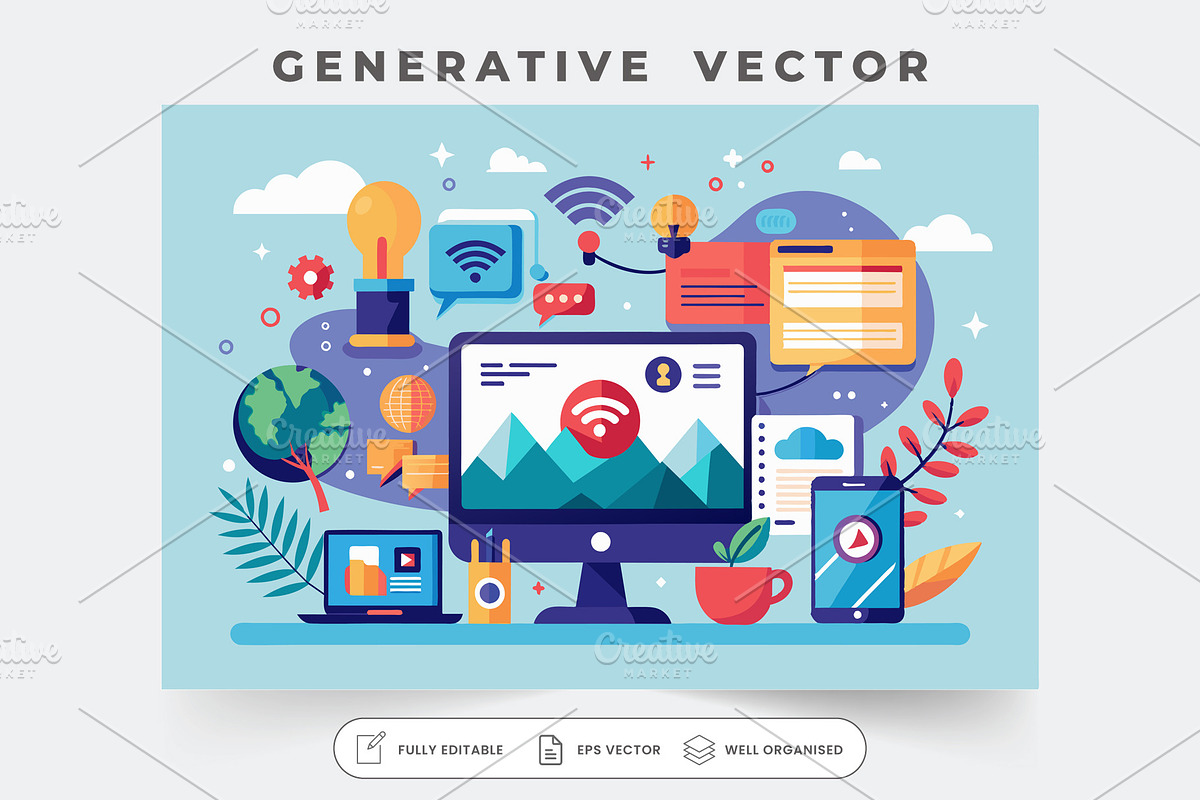 A vibrant design featuring technolog, a Graphic by SouravDesign