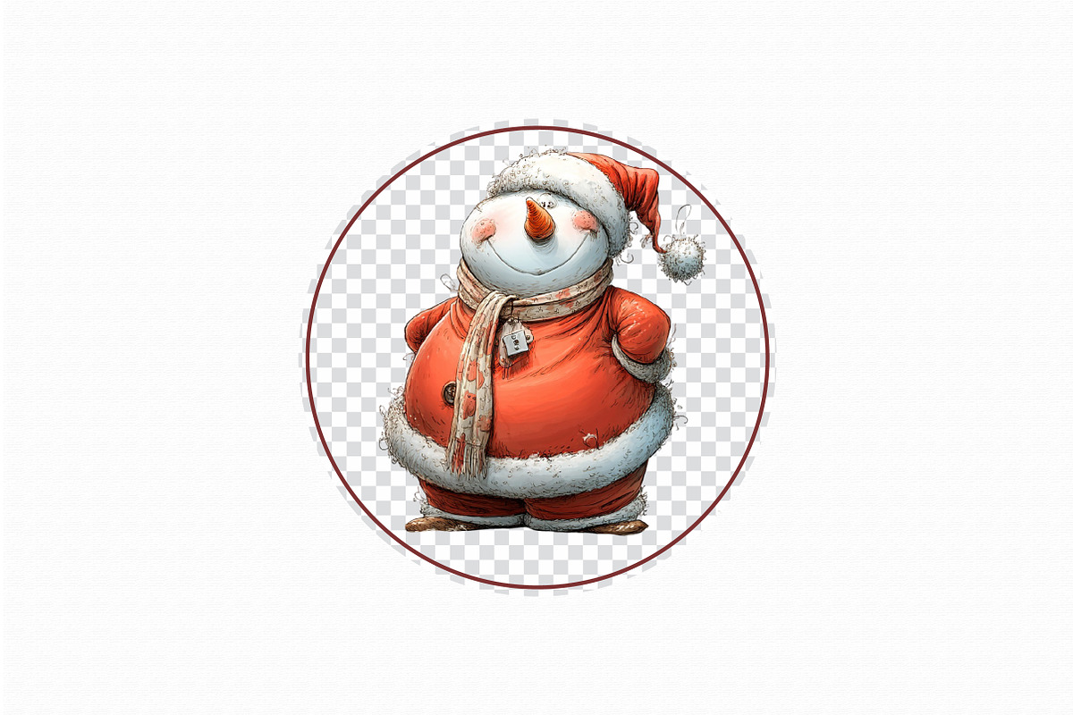 Red Christmas Snowman Clipart, an Illustration by Libby Wishes (Photo 5 of 7)