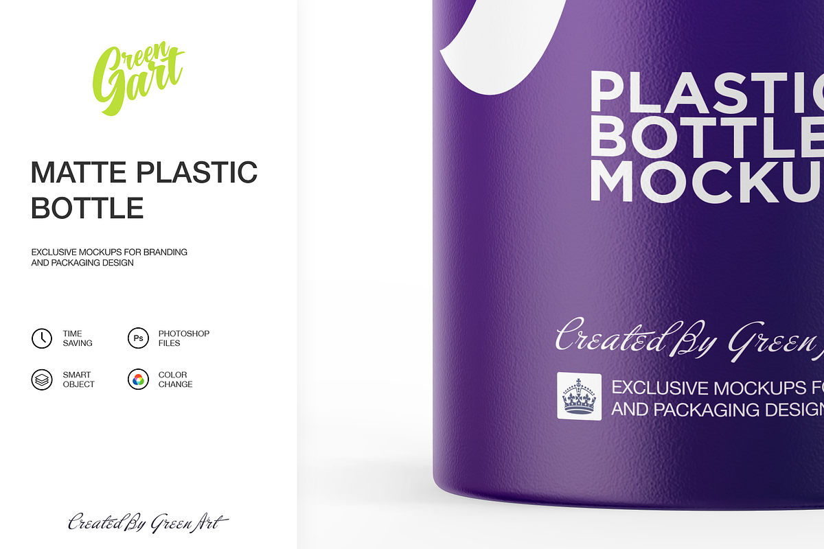 2 PSD Matte Plastic Bottle Mockup, a Packaging Mockup by Green Art (Photo 4 of 6)
