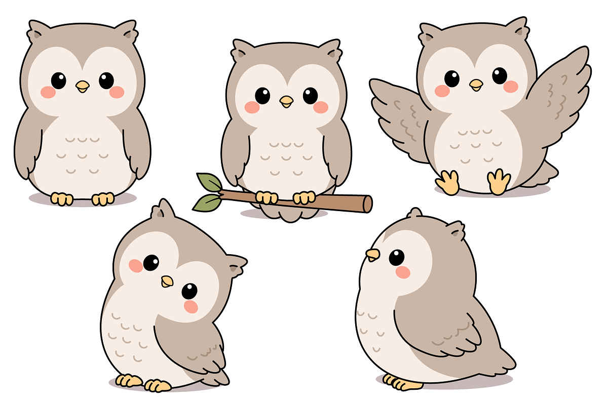 Baby Owl Character Set Collection, an Animal Illustration by Artpon Illustration (Photo 3 of 3)