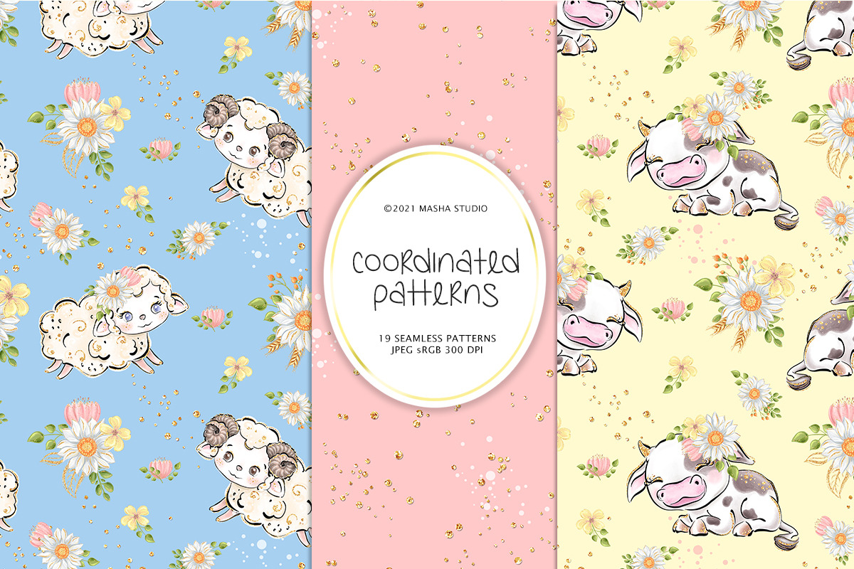 Farm Animals Digital Papers, a Pattern Graphic by Masha  Studio (Photo 7 of 11)