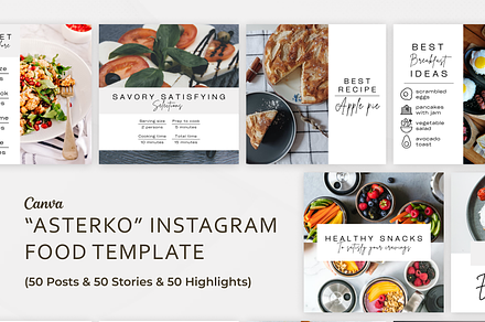 Food Blogger Canva Template Asterko, a Social Media Template by VeliusCreativeStudio