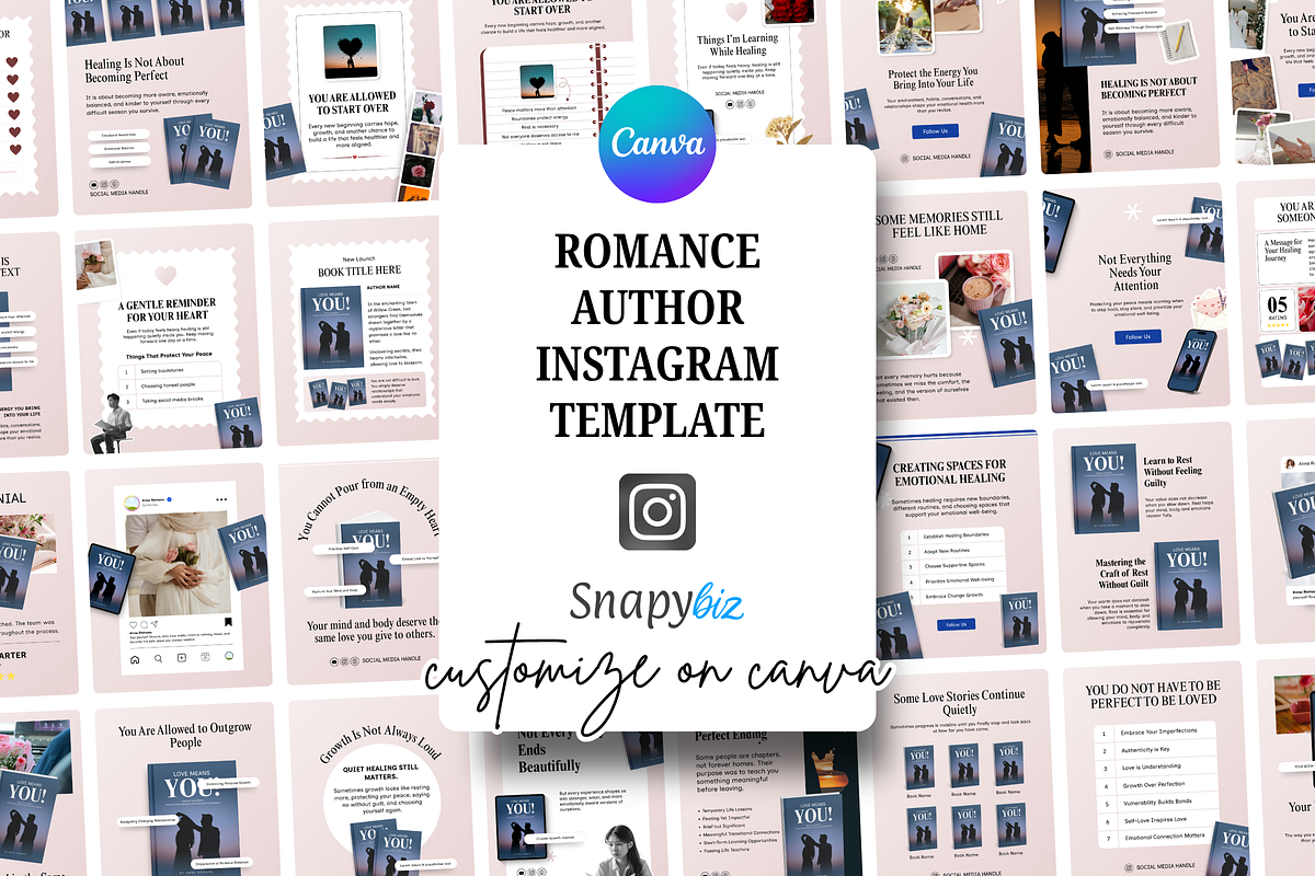 Romance Author Canva Instagram, a Marketing Template by Snapybiz (Photo 1 of 10)