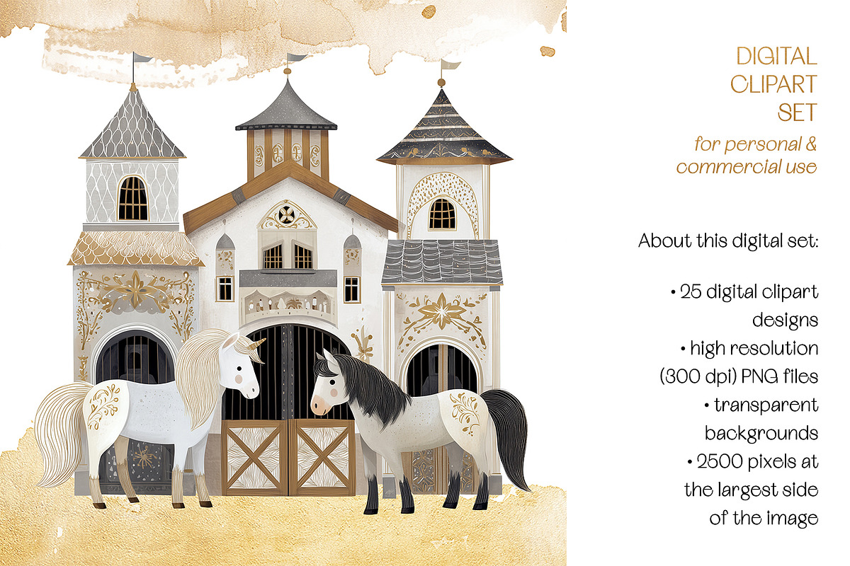 Golden Kingdom Storybook Clipart, a Decorative Illustration by The Dutch Lady Designs (Photo 5 of 10)