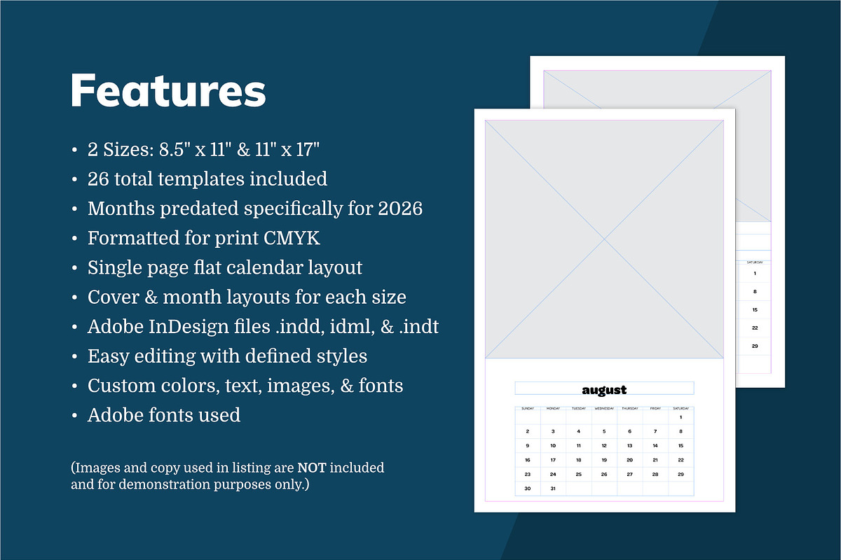 2026 InDesign Calendar Templates preview 3