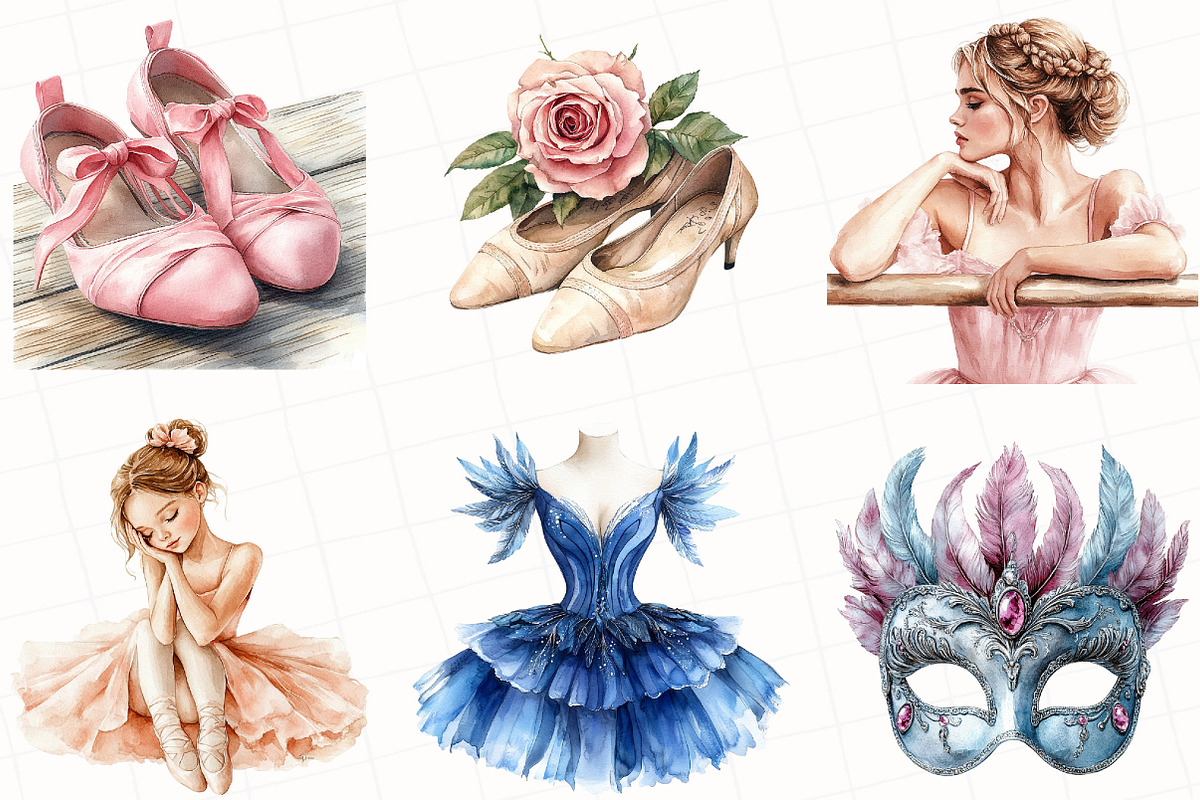 Watercolor Ballet Whisper Clipart, an Illustration by OK Design (Photo 5 of 5)