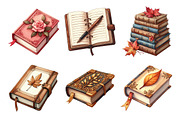 Watercolor Autumn Books Clipart, an Illustration by Daily.Designs (Thumbnail 3 of 5)
