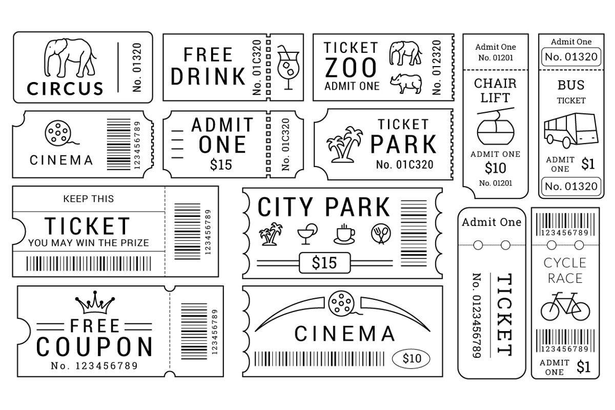 Ticket Templates Pack, an Object Illustration by Creative Stall (Photo 2 of 3)