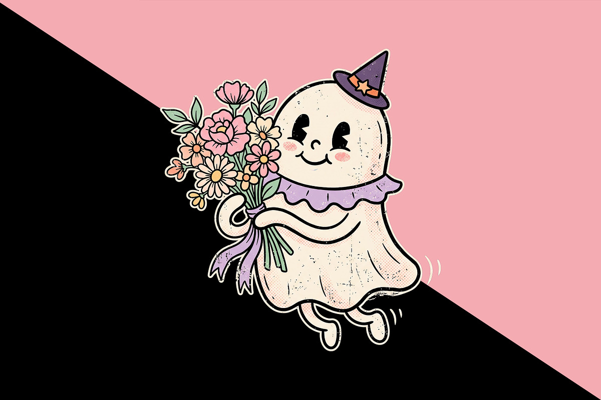 Ghost Holding Flower Clipart PNG, an Object Illustration by zahidhossainalif (Photo 3 of 3)