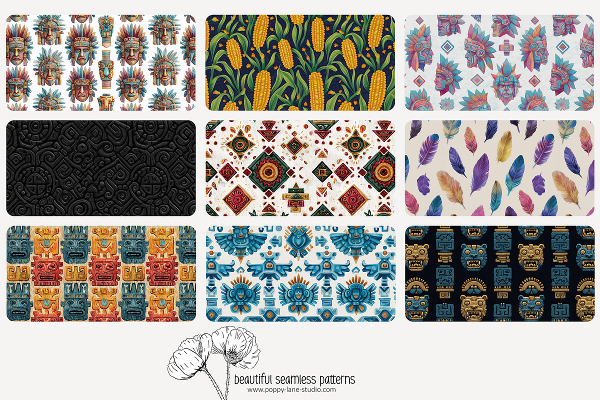 80 Maya & Aztec seamless pattern, a Pattern Graphic by Poppy Lane Studio (Photo 7 of 11)