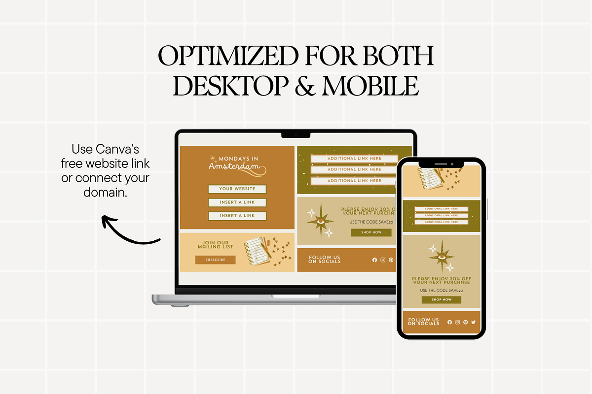 Warm Link In Bio Canva Template, a Landing Page Template by Anna Design Studio (Photo 5 of 11)