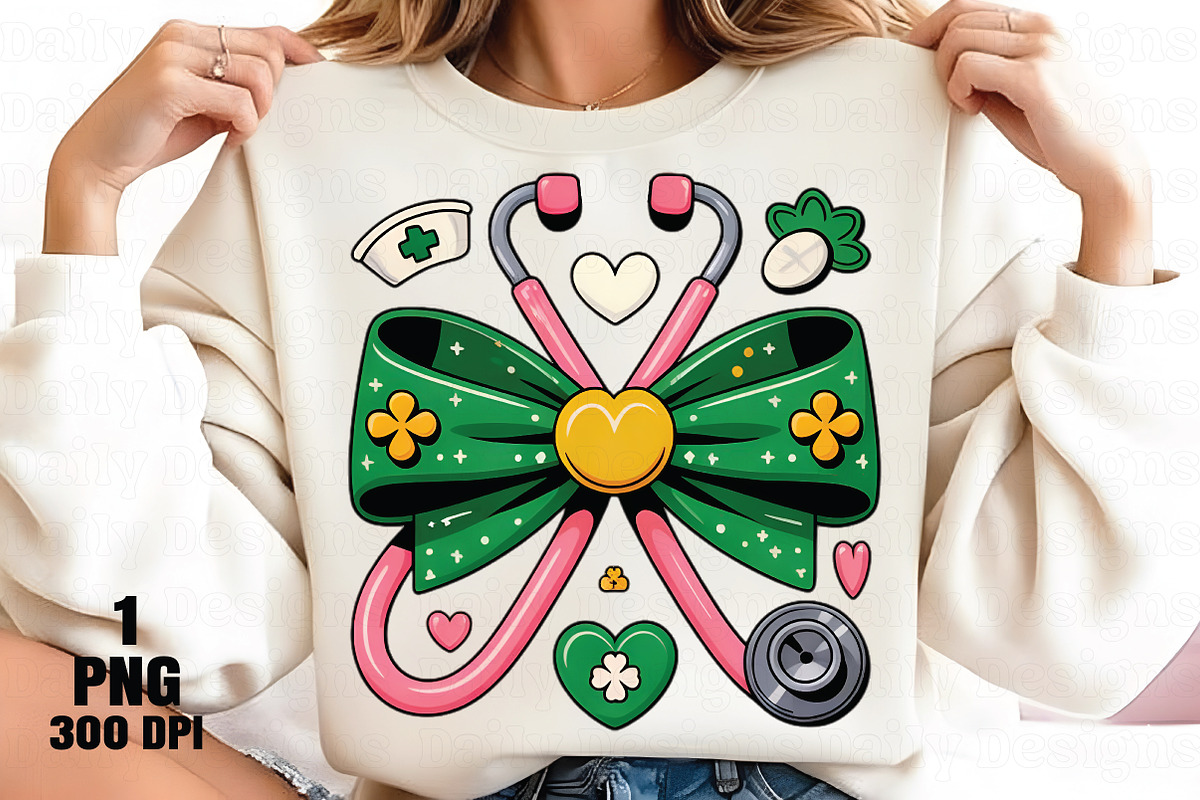 St. Patrick’s Day Nurse Bow PNG, an Illustration by Daily.Designs (Photo 2 of 5)