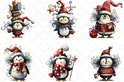 Quirky Christmas Penguin Clipart, an Illustration by Black Bird Studio (Thumbnail 2 of 6)