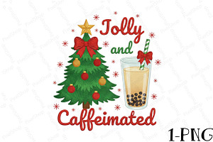 Jolly And Caffeinated Christmas Png, an Illustration by DreamPrint404
