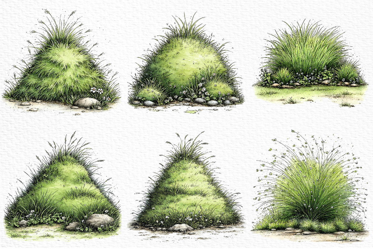 Watercolor Spring Green Grass Clipar, an Illustration by Craft Nest (Photo 3 of 6)