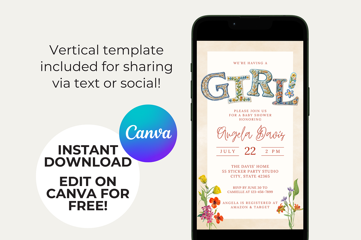 TWO Editable Baby Shower Template, a Design Template by Sally Salinas (Photo 3 of 6)