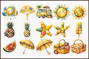 Yellow Patchwork Summer Clipart, an Illustration by Sublimation Artist (Thumbnail 3 of 6)