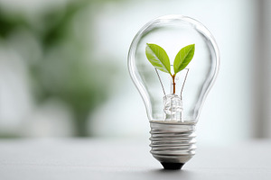 Light bulb with a green plant grow, a Nature Photo by MistyDay