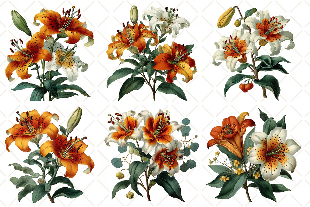 Watercolor Lily Flower Clipart, an Illustration by Black Bird Studio (Photo 3 of 5)