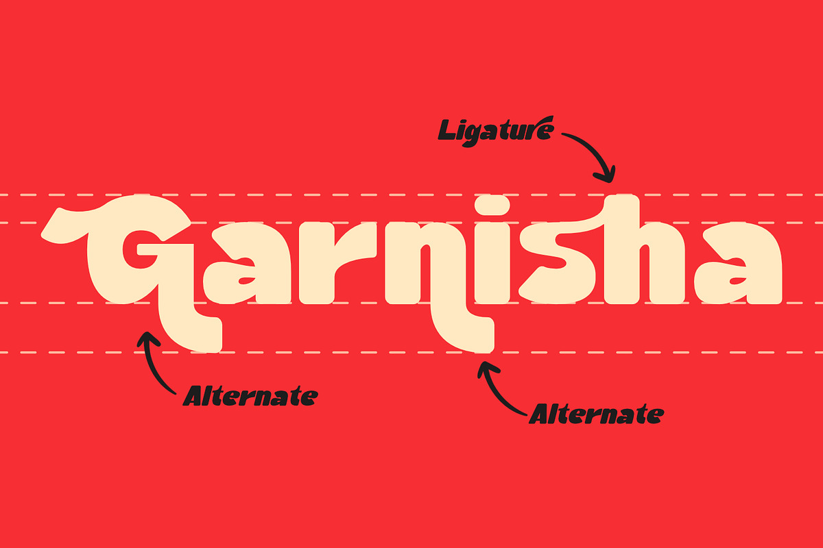 Garnisha - Retro Display Font, a Sans Serif Font by Rishsketch (Photo 9 of 16)