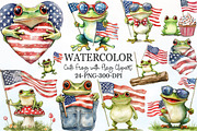 Cute Frog with Flag American Clipart, a Seasonal Illustration by Rose Art (Thumbnail 1 of 3)