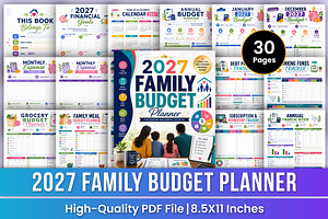 2027 Family Budget Planner | Family, a Stationery Template by Mustafiz