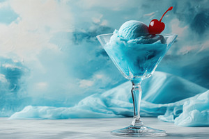 Delicious blue ice cream in a glass, a Photo by Beautiful things