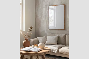 Frame Mockup in a Living Room, an Architecture Photo by GFXCity