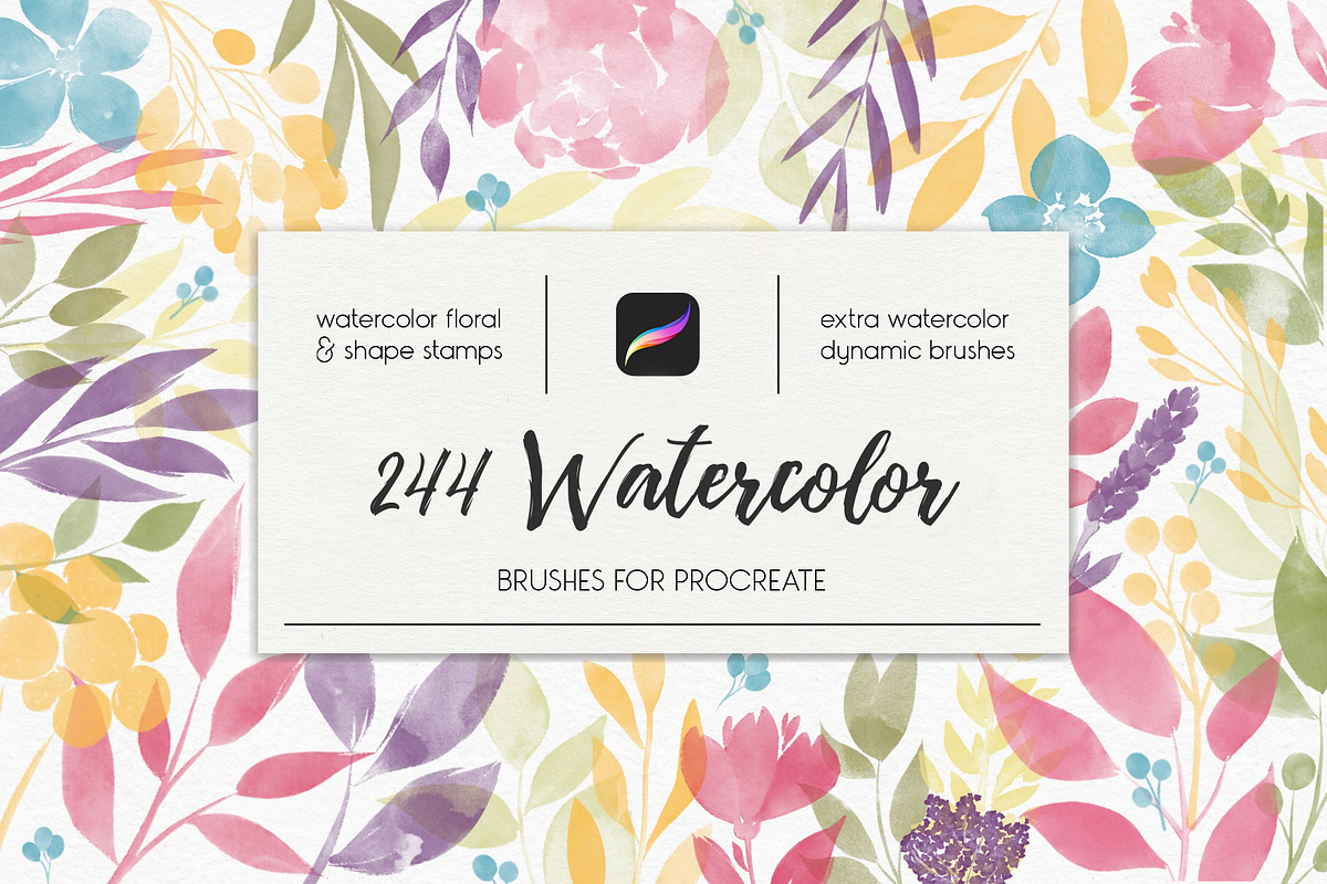 244 Watercolor Brushes For Procreate, a Brush Add-On by PeDe Designs (Photo 1 of 14)