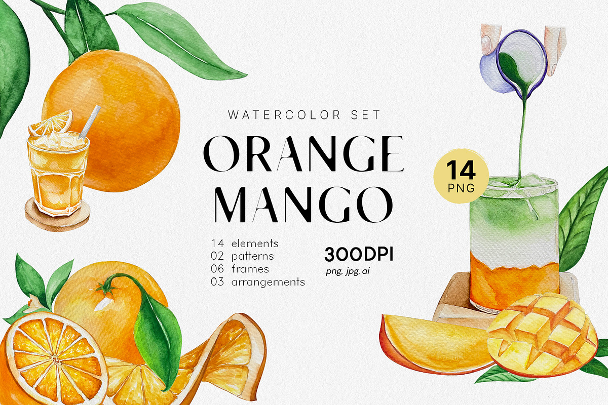 Watercolor - Orange and Mango, a Decorative Illustration by bylin_illustration (Photo 1 of 6)