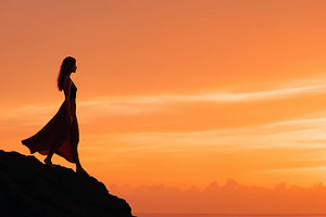 Silhouette of a woman walking, a Person Photo by MistyDay