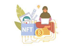 A person sits cross-legged in a cozy, a Technology Illustration by SiberianArt
