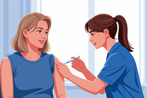 Nurse Vaccinating a Young Woman, a Photo by angellodeco