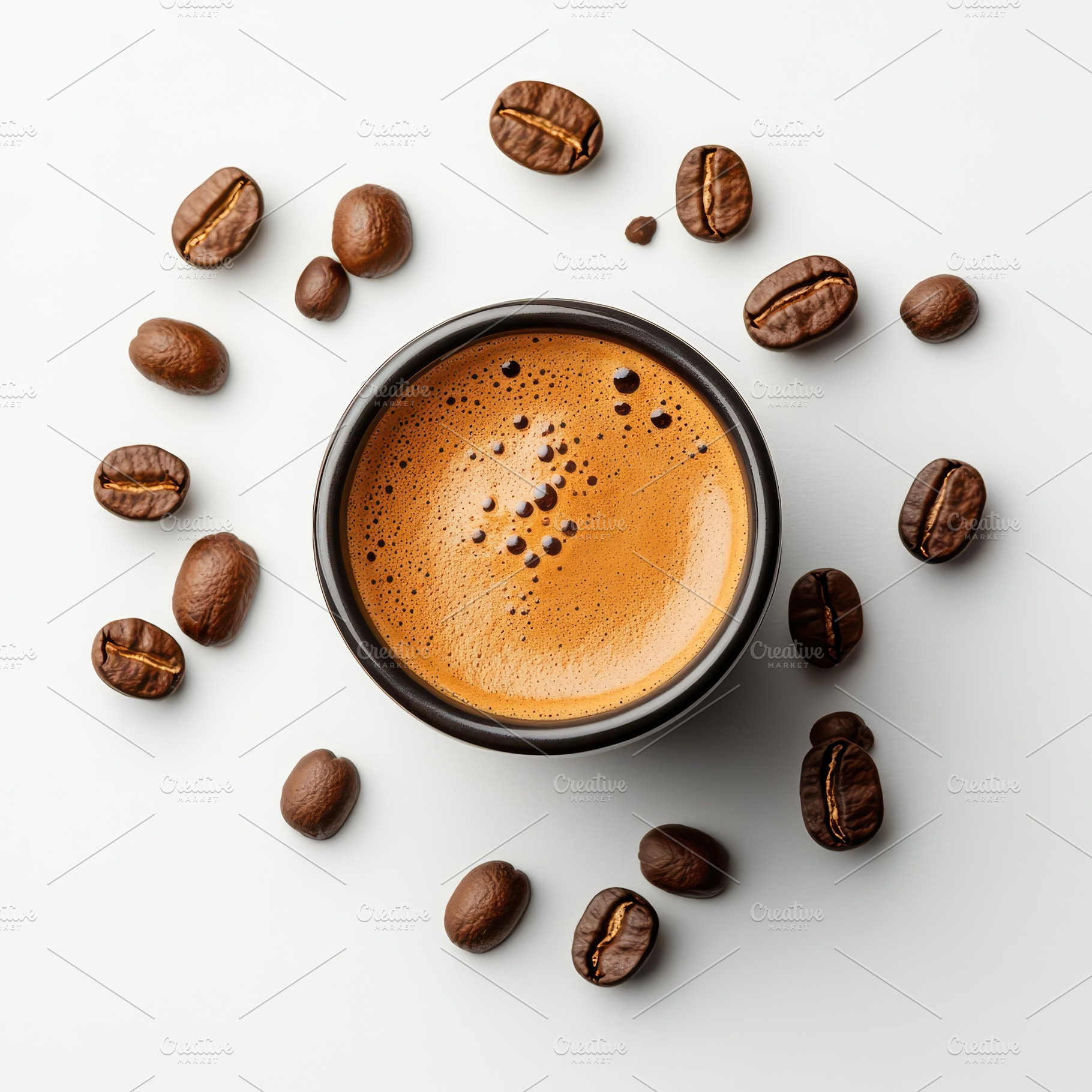 Espresso Coffee Cup Surrounded by Co, a Food & Drink Photo by Pixeness Studio