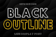 Black Outline Line Display Font