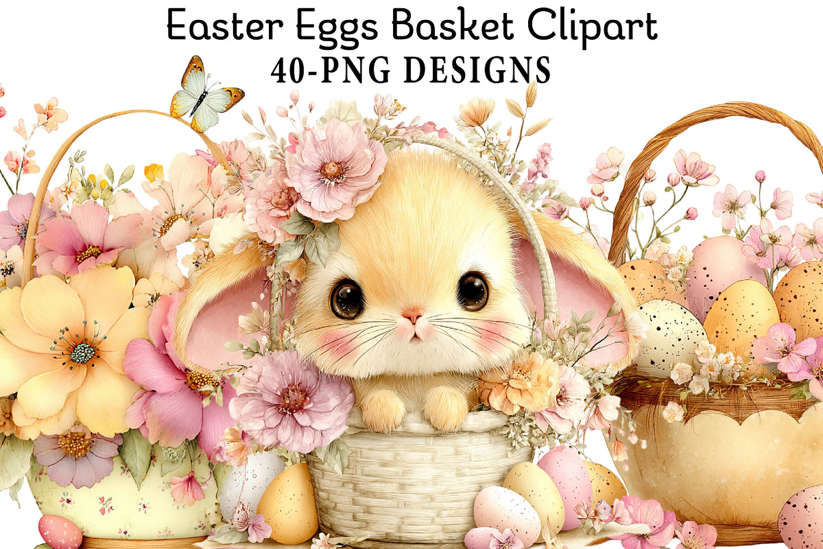 Easter Eggs Basket Clipart, an Illustration by Daily.Designs (Photo 1 of 8)
