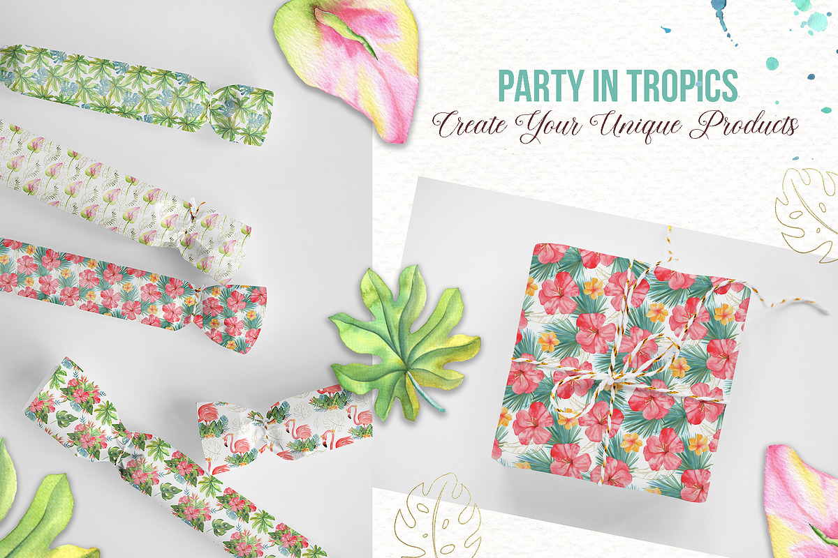 Watercolor Tropical Party, an Animal Illustration by TanataDesign (Photo 10 of 13)