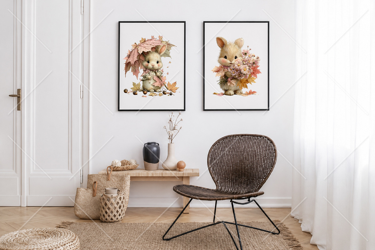 Whimsical Fall Autumn Bunny Clipart, a Seasonal Illustration by Canvas Craft (Photo 7 of 10)