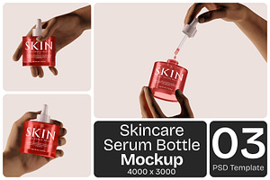 Skincare Serum Bottle Mockup in Hand, a Packaging Mockup by Permadi Creative