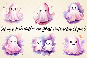 Pink Halloween Ghost Clipart