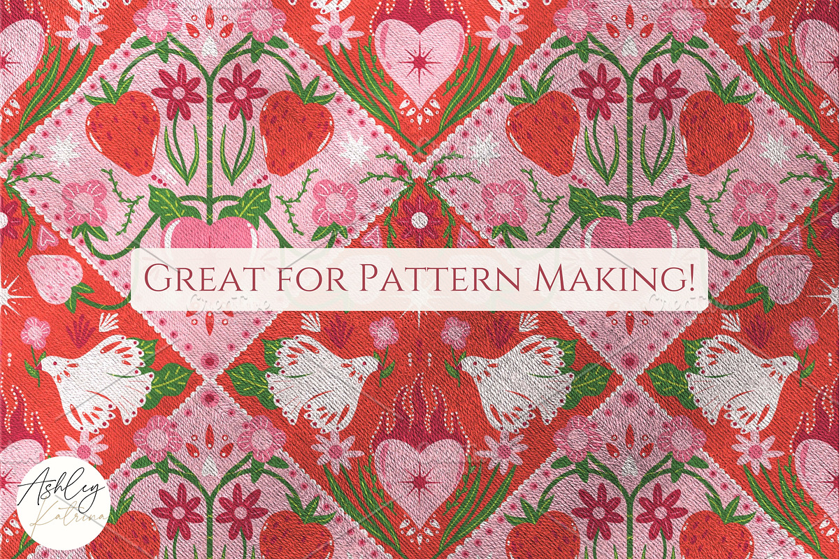 56 Romantic Folk Art Cliparts, an Object Graphic by Ashley Katrina (Photo 7 of 14)