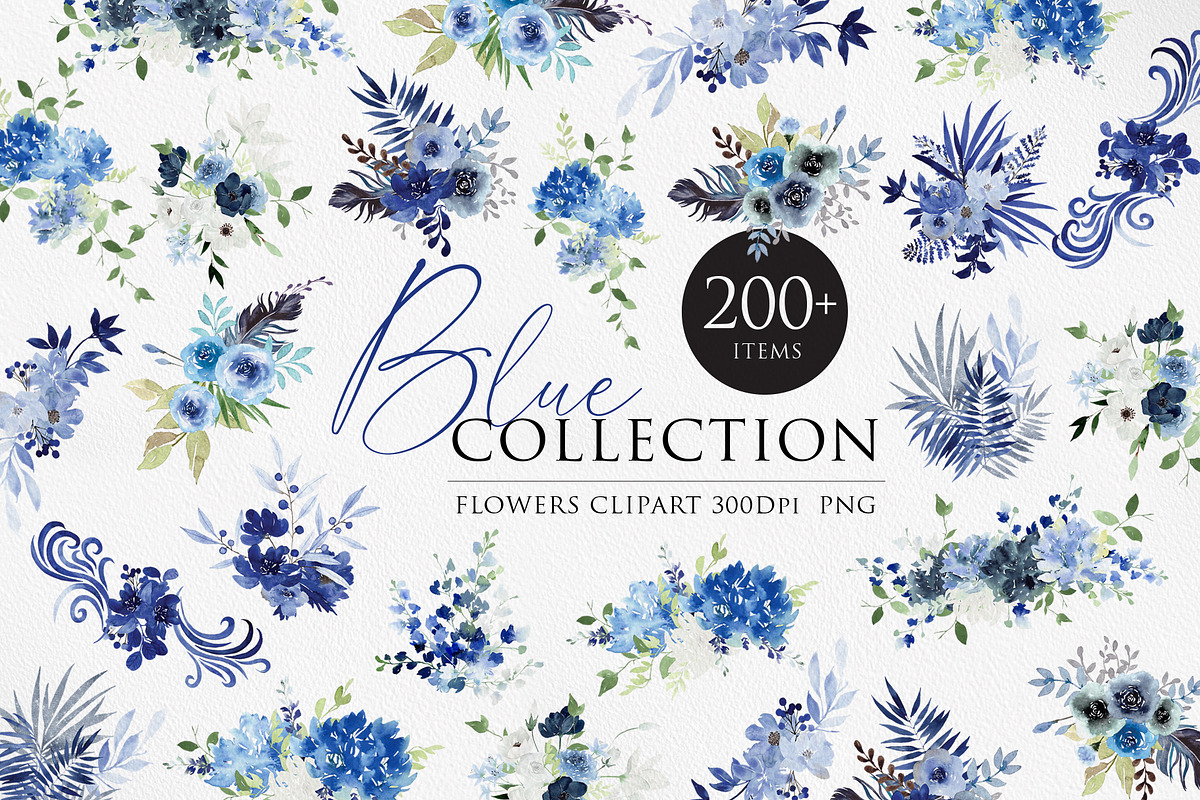 Watercolor Bundle - Blue Collection, an Illustration by Beigetime (Photo 1 of 8)