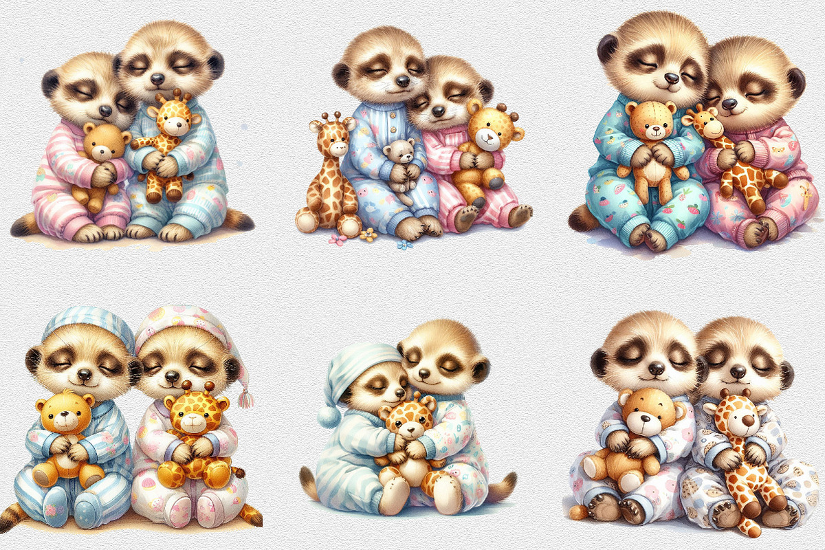 Cute Baby Meerkat Watercolor Clipart, a Seasonal Illustration by Craft Nest (Photo 4 of 6)